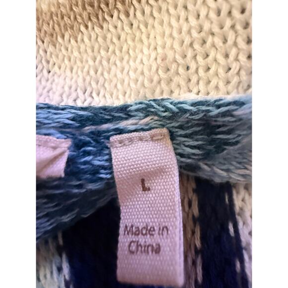 Soft Surroundings Coastal Stripe Hooded Knit Tunic Pullover Sweater Large - Picture 6 of 8